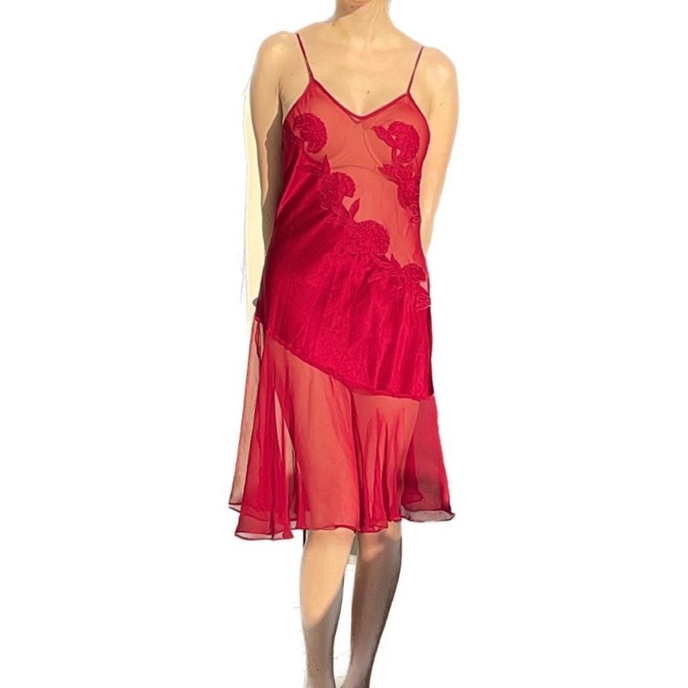 Vintage Y2K Victoria’s Secret Slip Nightgown Red Dress gold label size M